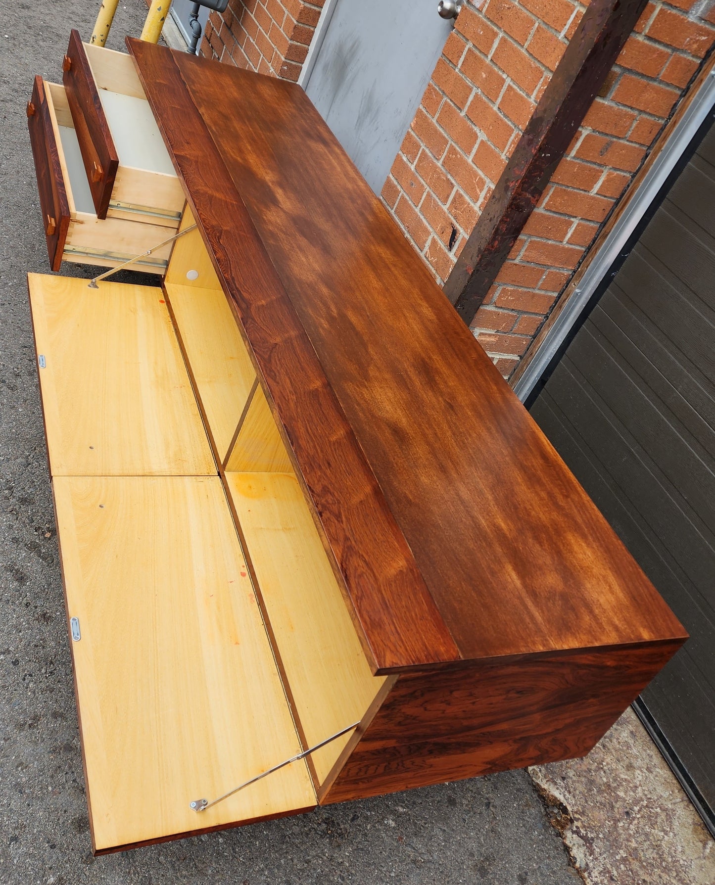 REFINISHED Danish Mid Century Modern Rosewood Console 86"wide & low