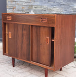 RESTORED Danish MCM Rosewood Cabinet with sliding doors & drawer, compact 34