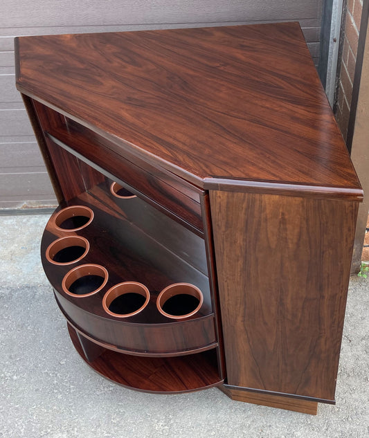 RESTORED Danish Mid Century Modern Rotating Rosewood Bar or TV Console