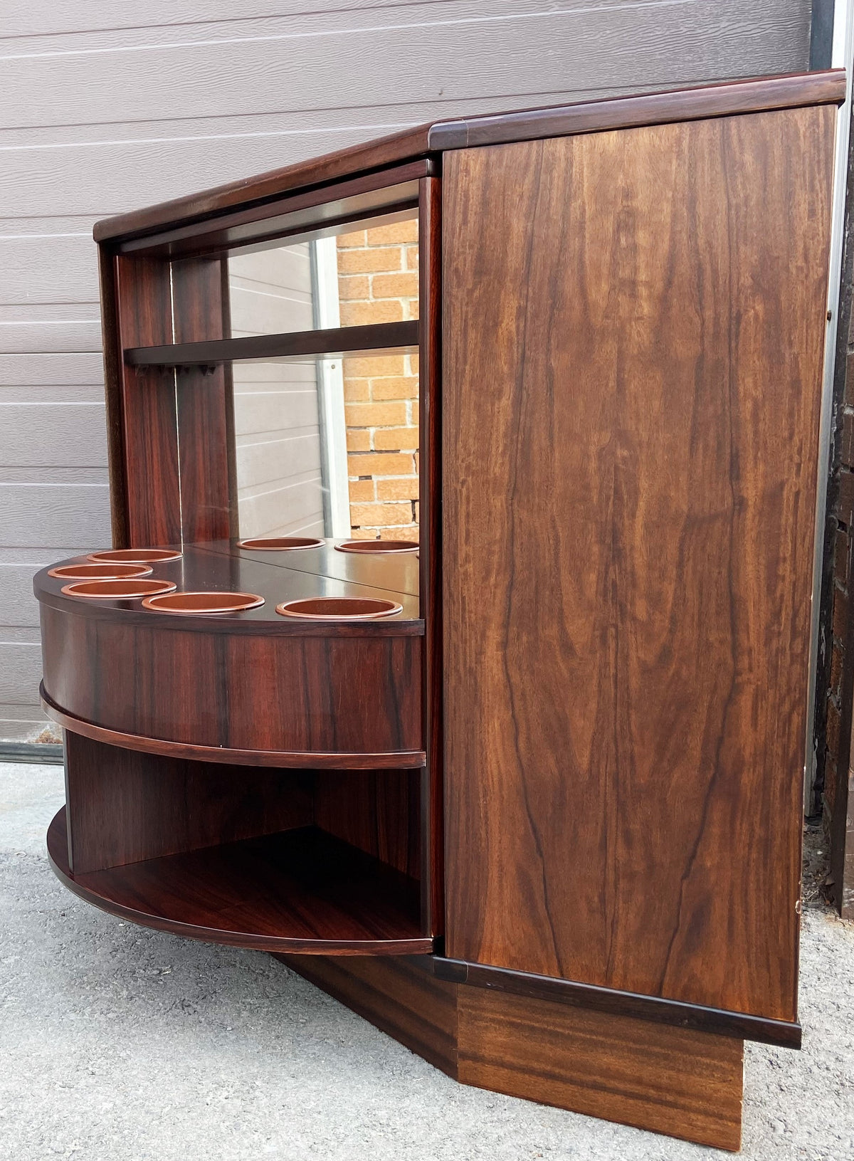 RESTORED Danish Mid Century Modern Rotating Rosewood Bar or TV Console ...
