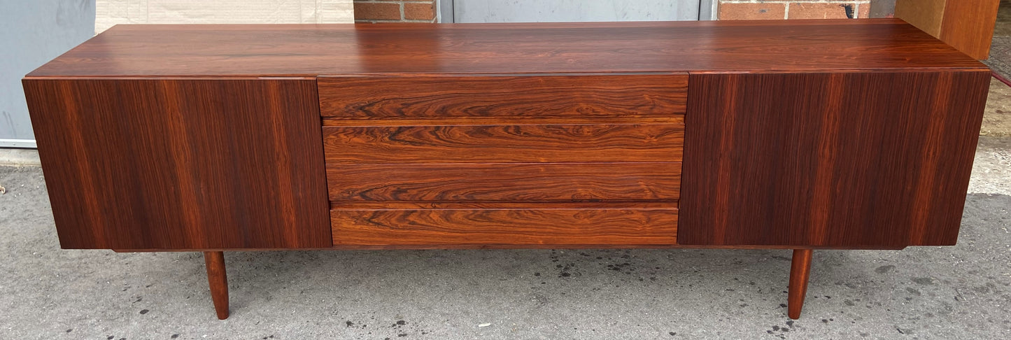 REFINISHED Danish Mid Century Modern Rosewood Credenza 90.5" Perfect