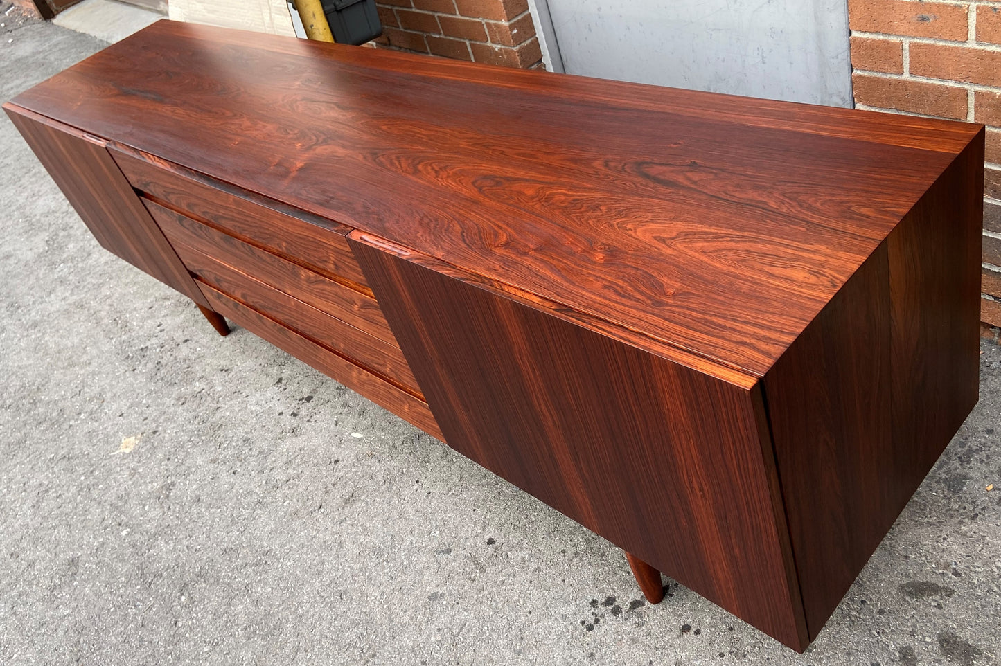 REFINISHED Danish Mid Century Modern Rosewood Credenza 90.5" Perfect