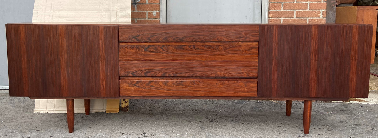 REFINISHED Danish Mid Century Modern Rosewood Credenza 90.5" Perfect