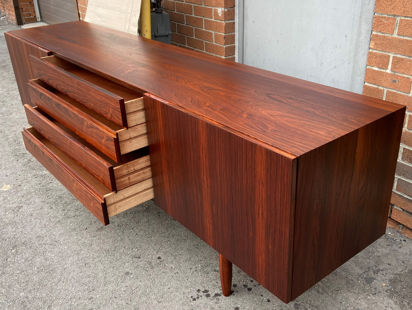 REFINISHED Danish Mid Century Modern Rosewood Credenza 90.5" Perfect