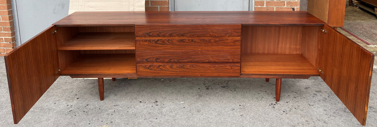 REFINISHED Danish Mid Century Modern Rosewood Credenza 90.5" Perfect
