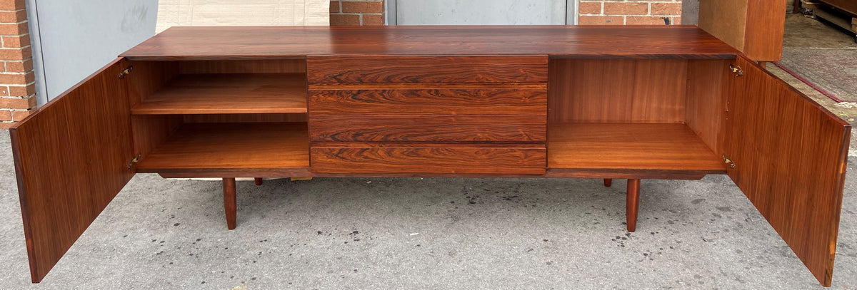 REFINISHED Danish Mid Century Modern Rosewood Credenza 90.5