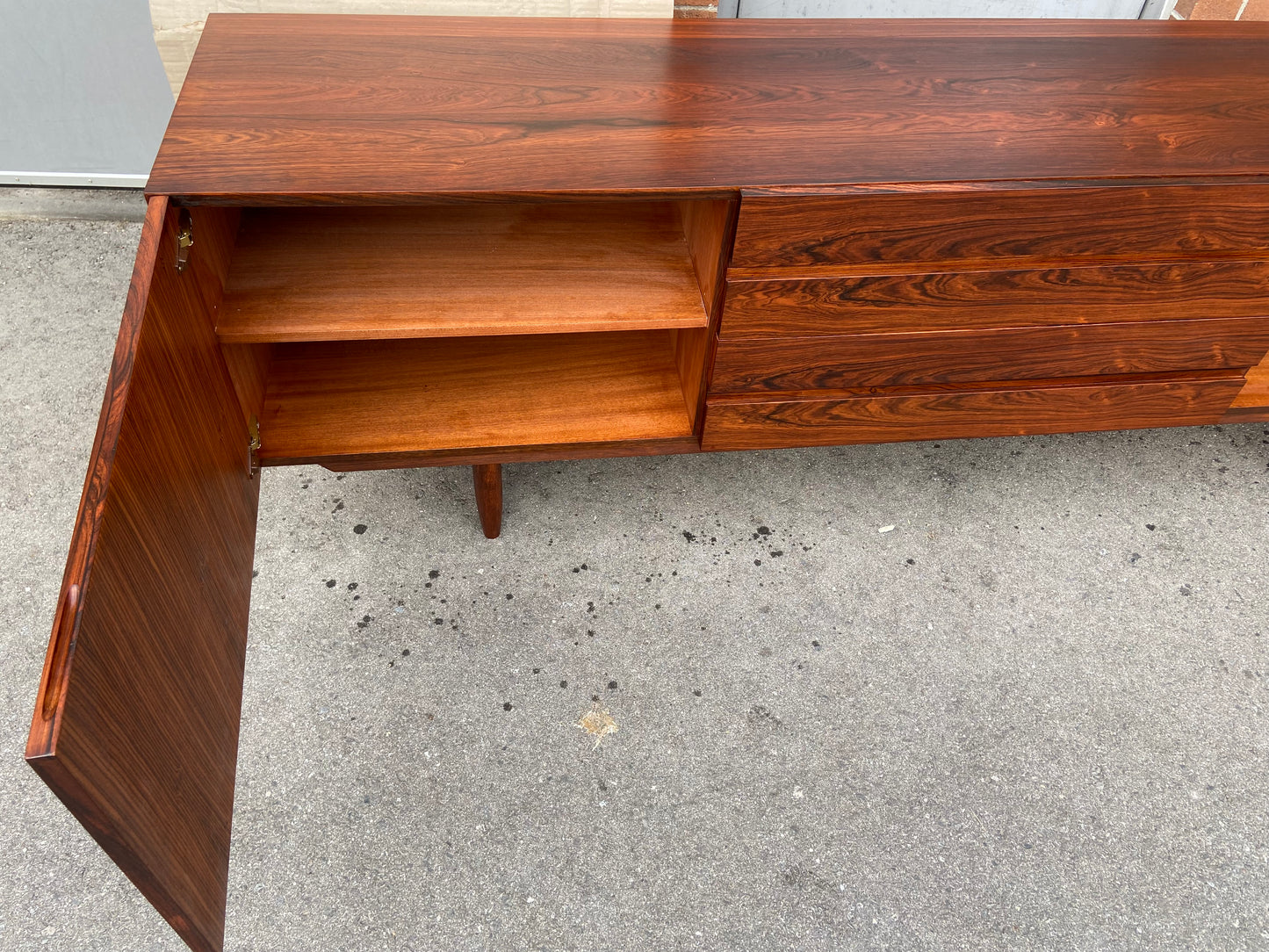 REFINISHED Danish Mid Century Modern Rosewood Credenza 90.5" Perfect