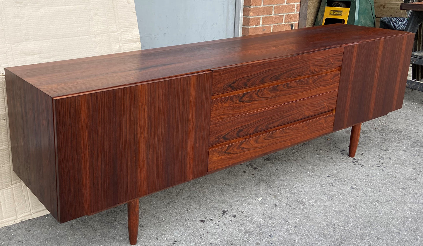 REFINISHED Danish Mid Century Modern Rosewood Credenza 90.5" Perfect