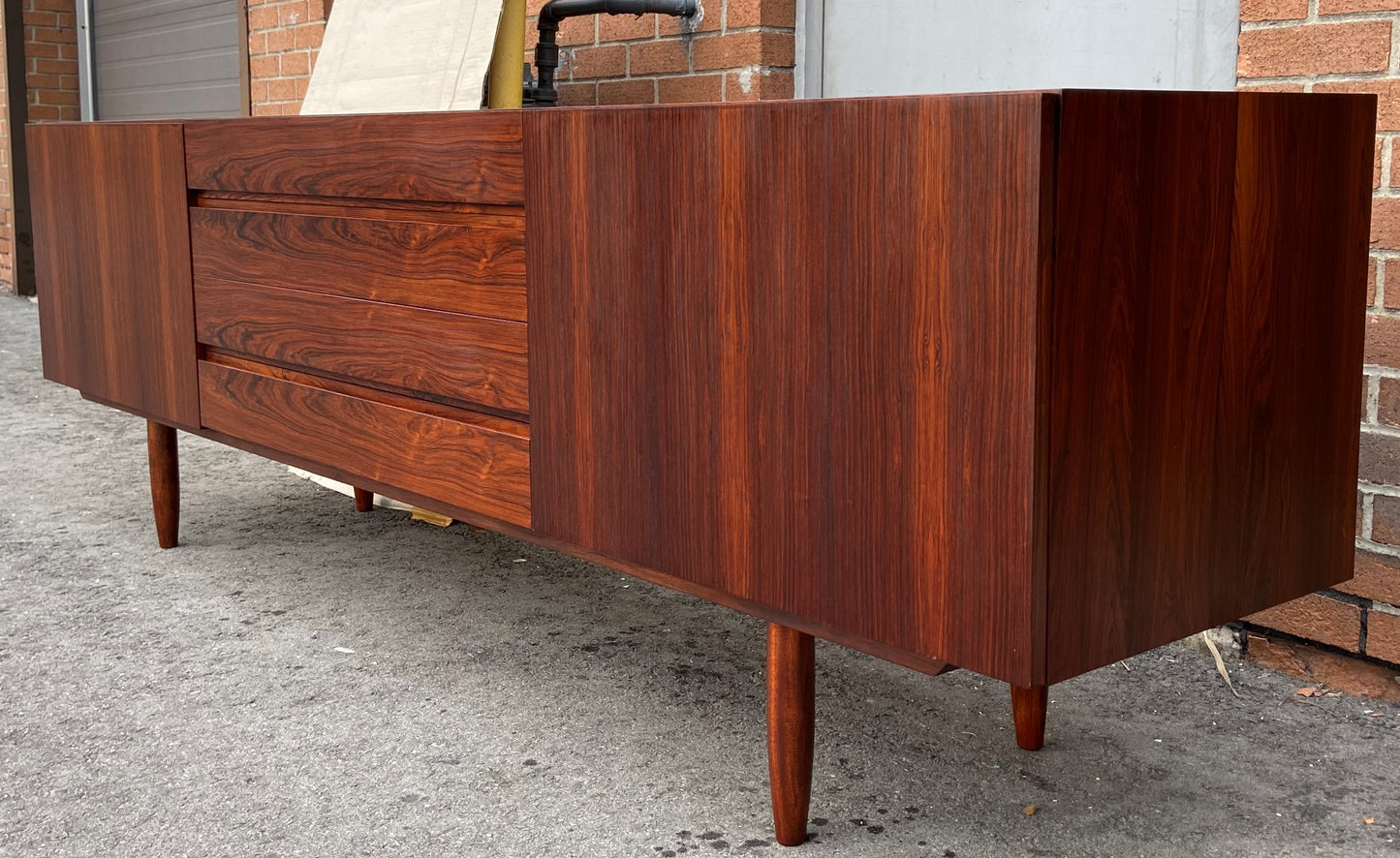 REFINISHED Danish Mid Century Modern Rosewood Credenza 90.5" Perfect