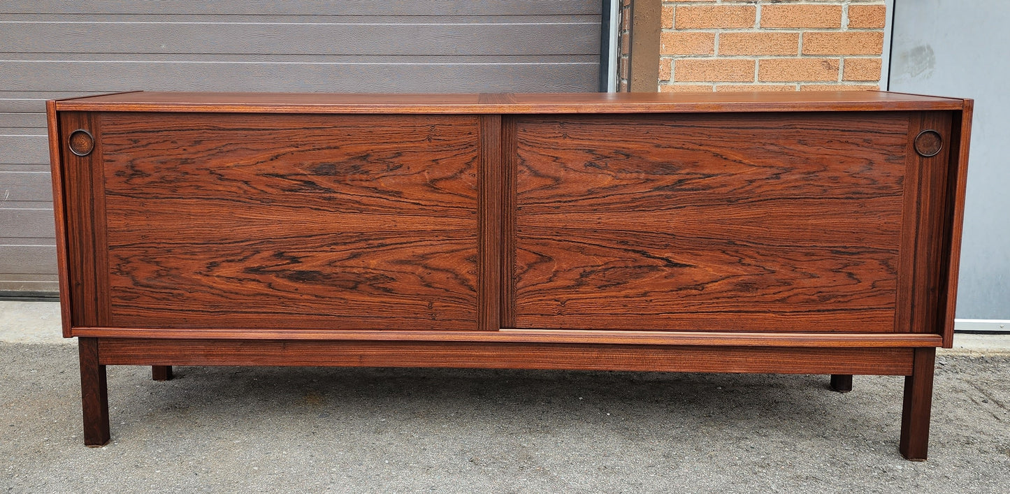 REFINISHED Danish Mid Century Modern Rosewood Credenza w Finished Back 72"