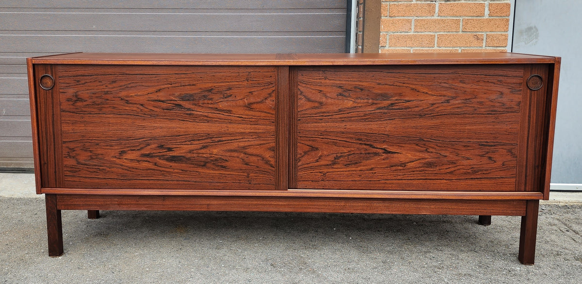 REFINISHED Danish Mid Century Modern Rosewood Credenza w Finished Back 72