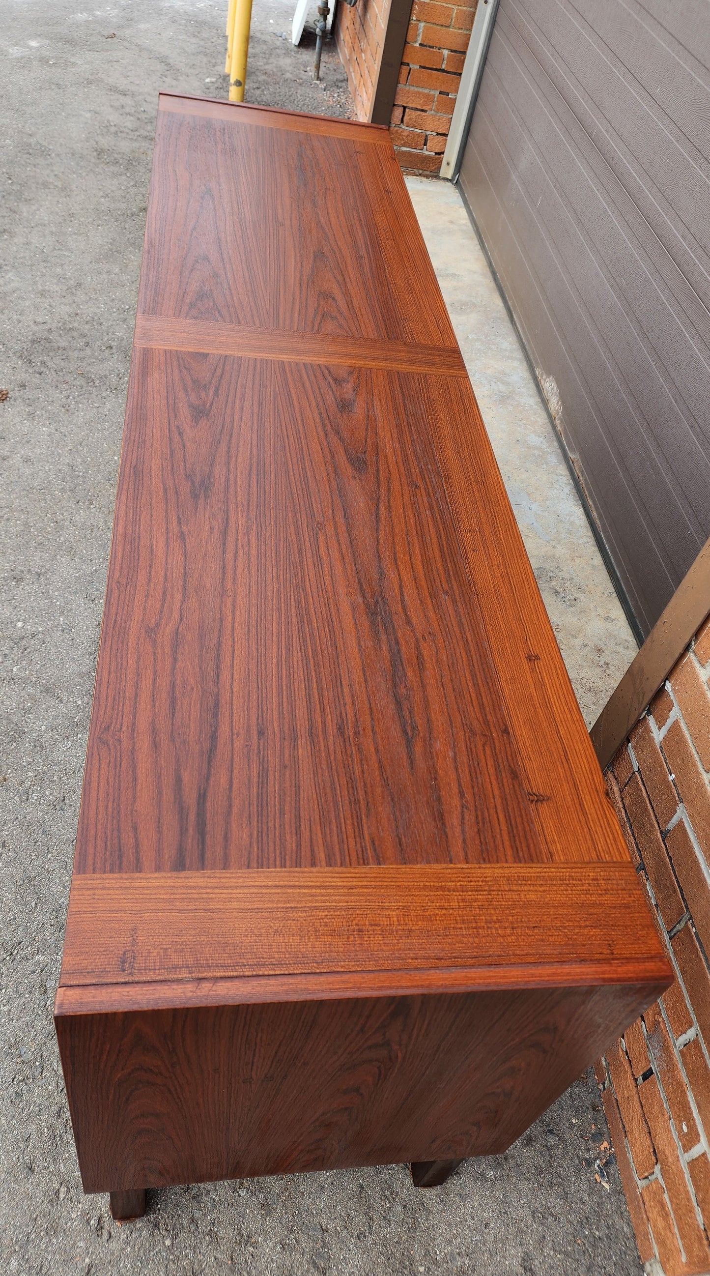 REFINISHED Danish Mid Century Modern Rosewood Credenza w Finished Back 72"