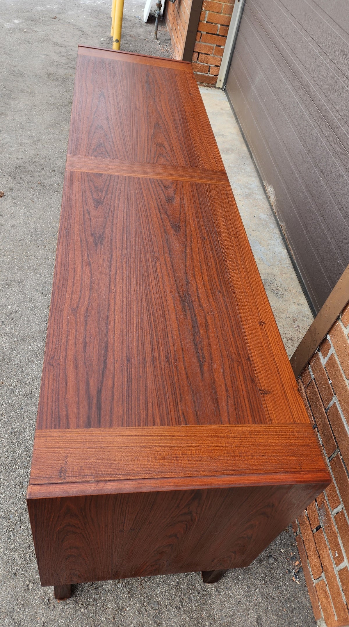 REFINISHED Danish Mid Century Modern Rosewood Credenza w Finished Back 72