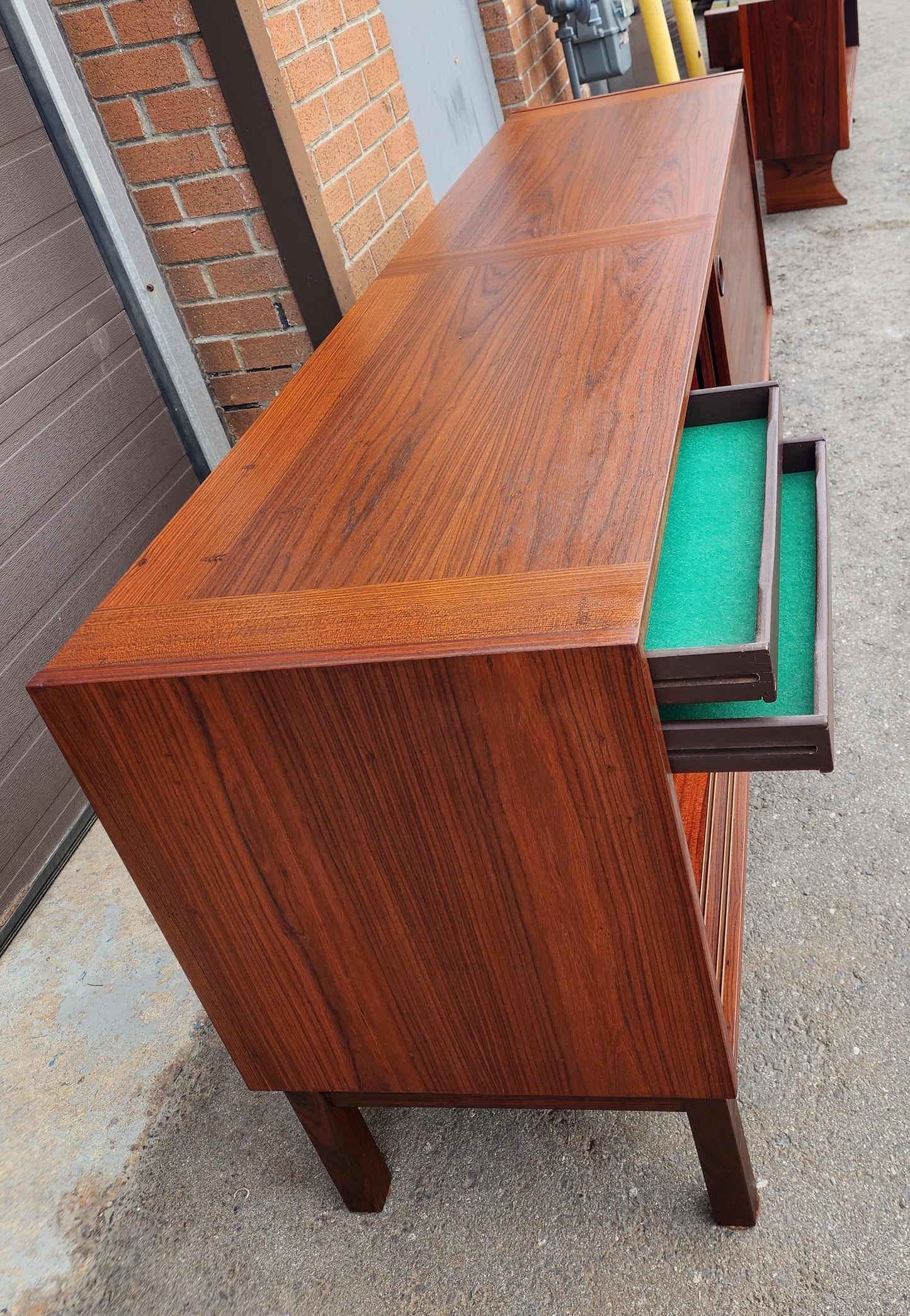 REFINISHED Danish Mid Century Modern Rosewood Credenza w Finished Back 72"