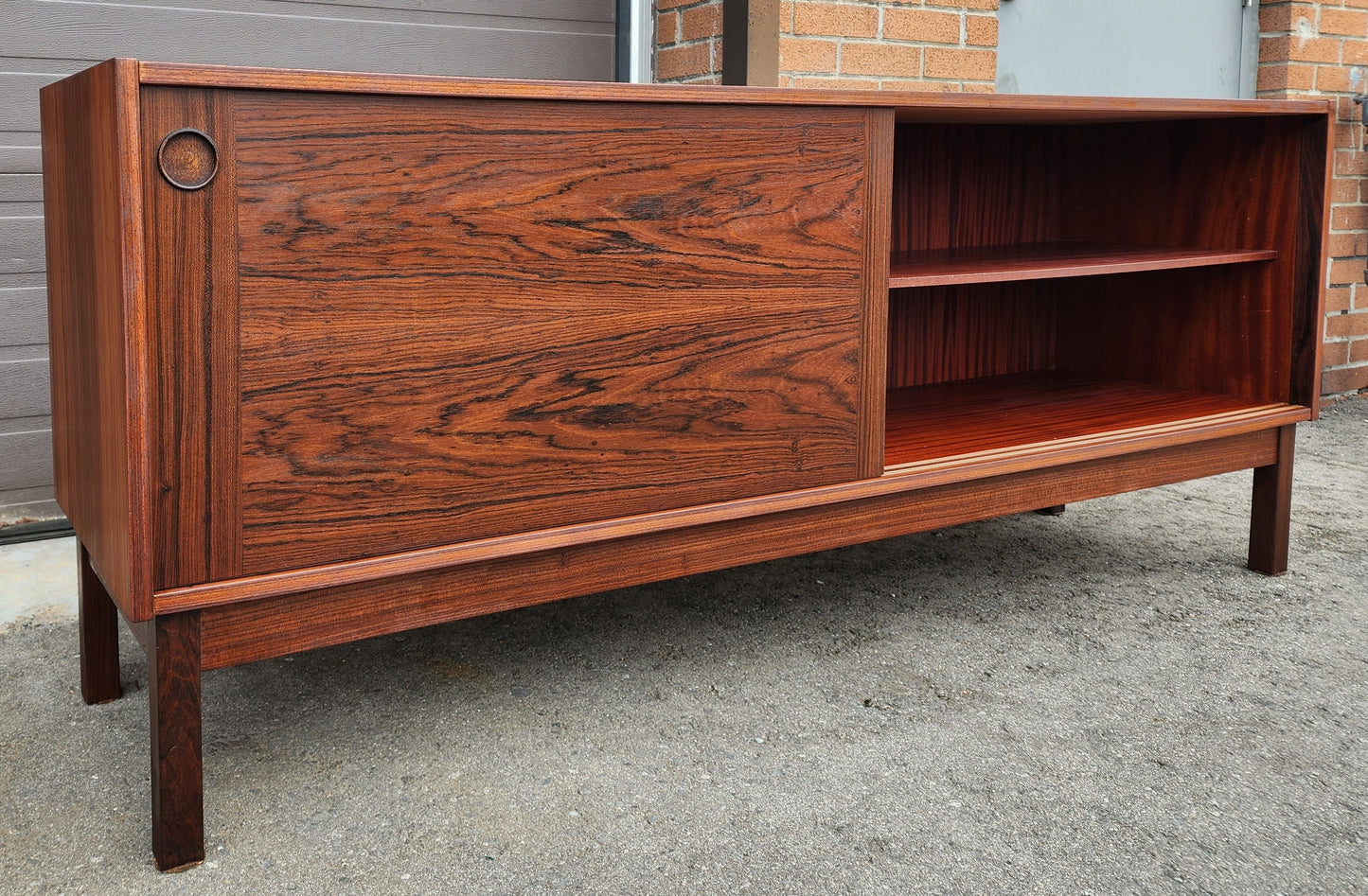 REFINISHED Danish Mid Century Modern Rosewood Credenza w Finished Back 72"