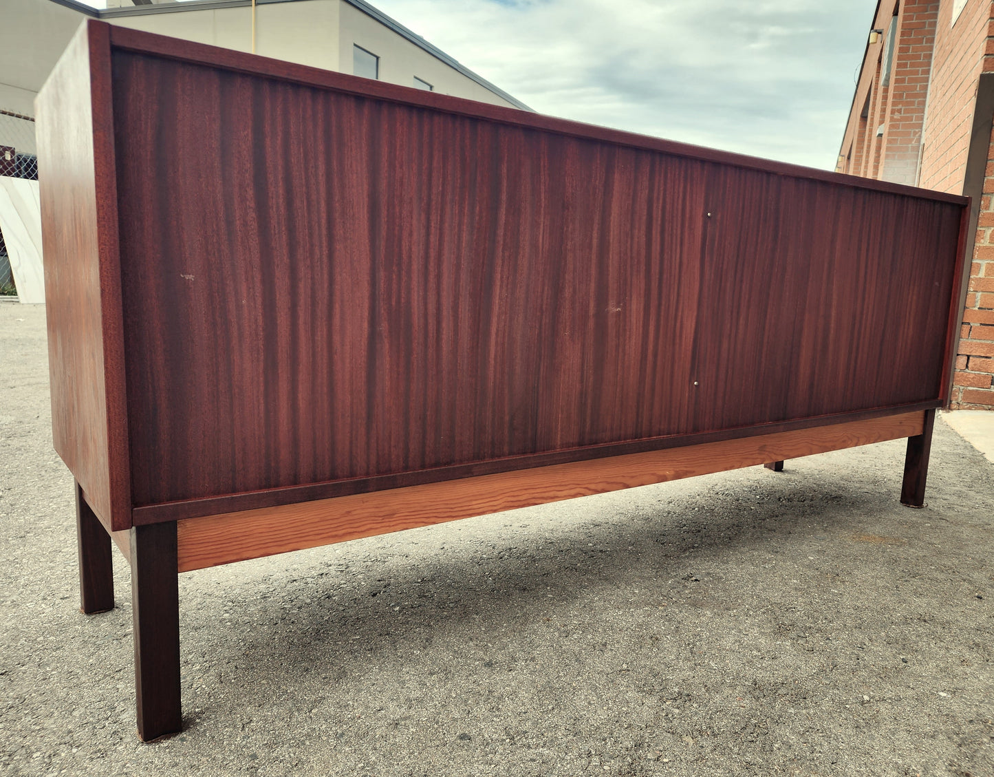 REFINISHED Danish Mid Century Modern Rosewood Credenza w Finished Back 72"