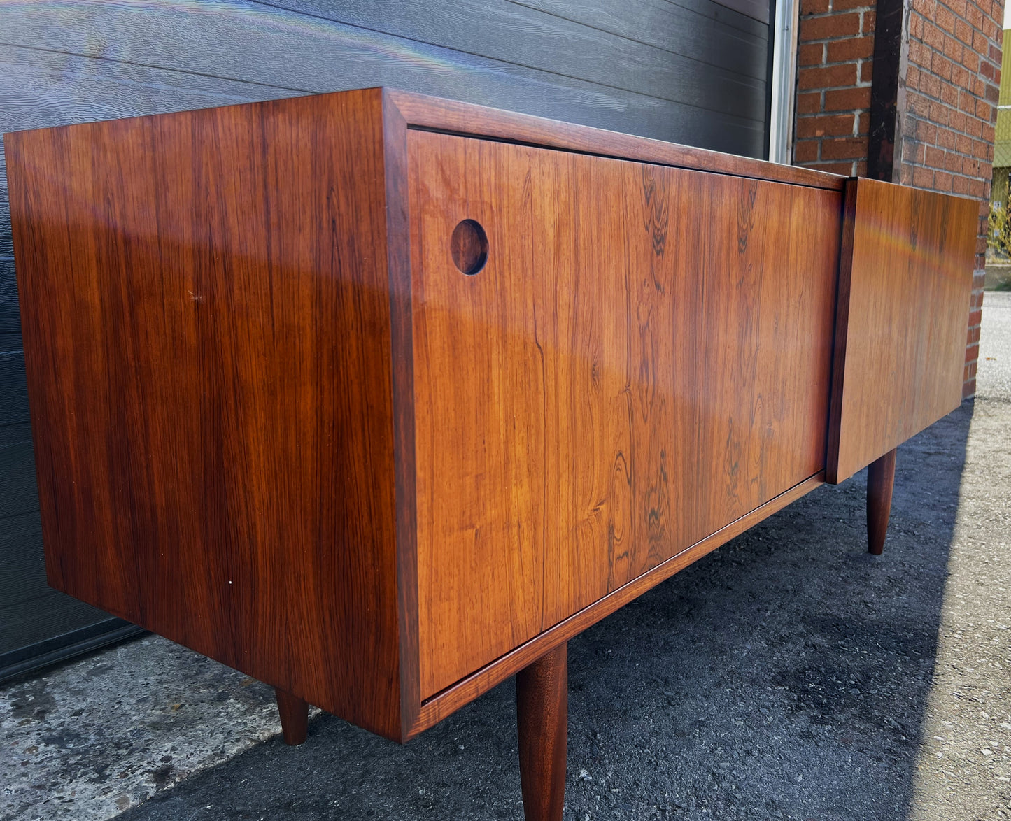 REFINISHED Danish Mid Century Modern Rosewood Credenza 63.5"