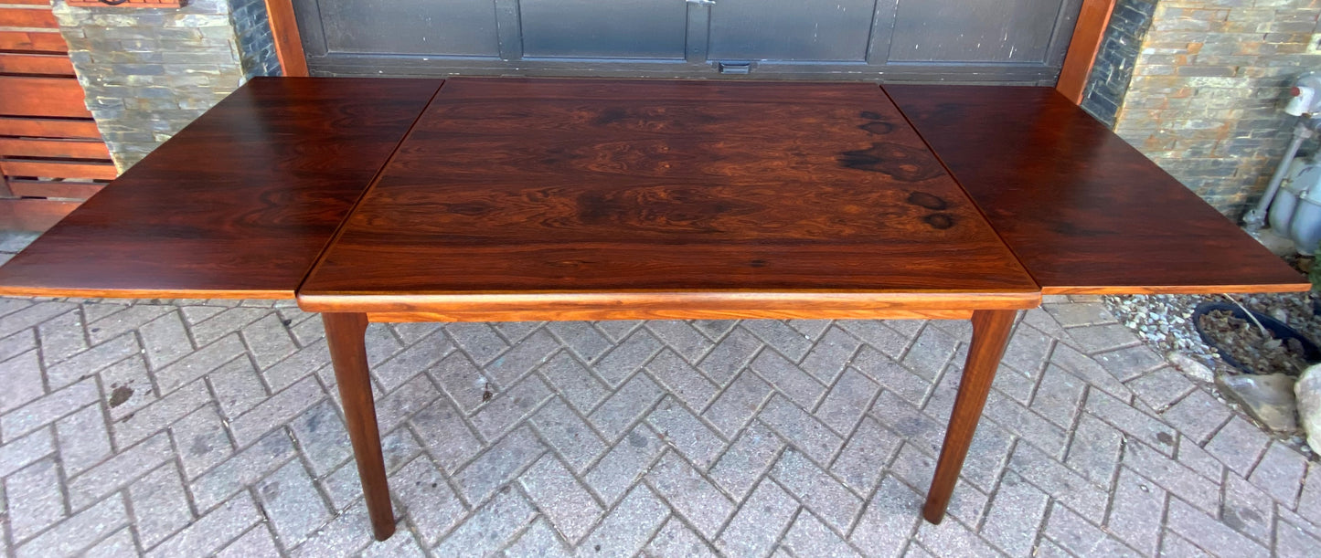 REFINISHED Danish MCM Rosewood Draw Leaf Table by H. Kjaernulf  51" - 93" PERFECT