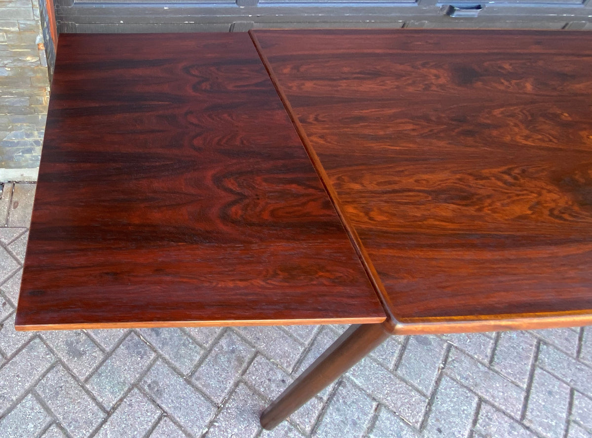 REFINISHED Danish MCM Rosewood Draw Leaf Table by H. Kjaernulf  51