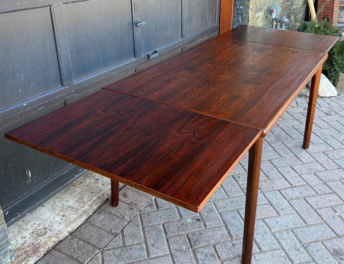 REFINISHED Danish MCM Rosewood Draw Leaf Table by H. Kjaernulf  51