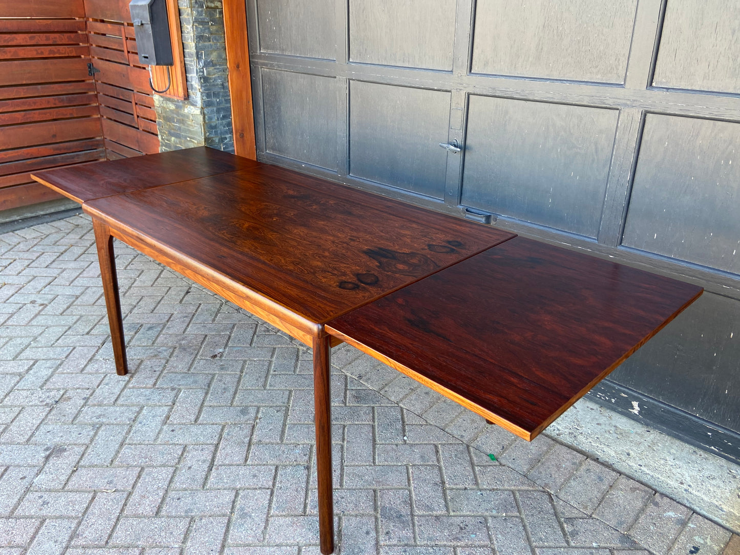 REFINISHED Danish MCM Rosewood Draw Leaf Table by H. Kjaernulf  51" - 93" PERFECT
