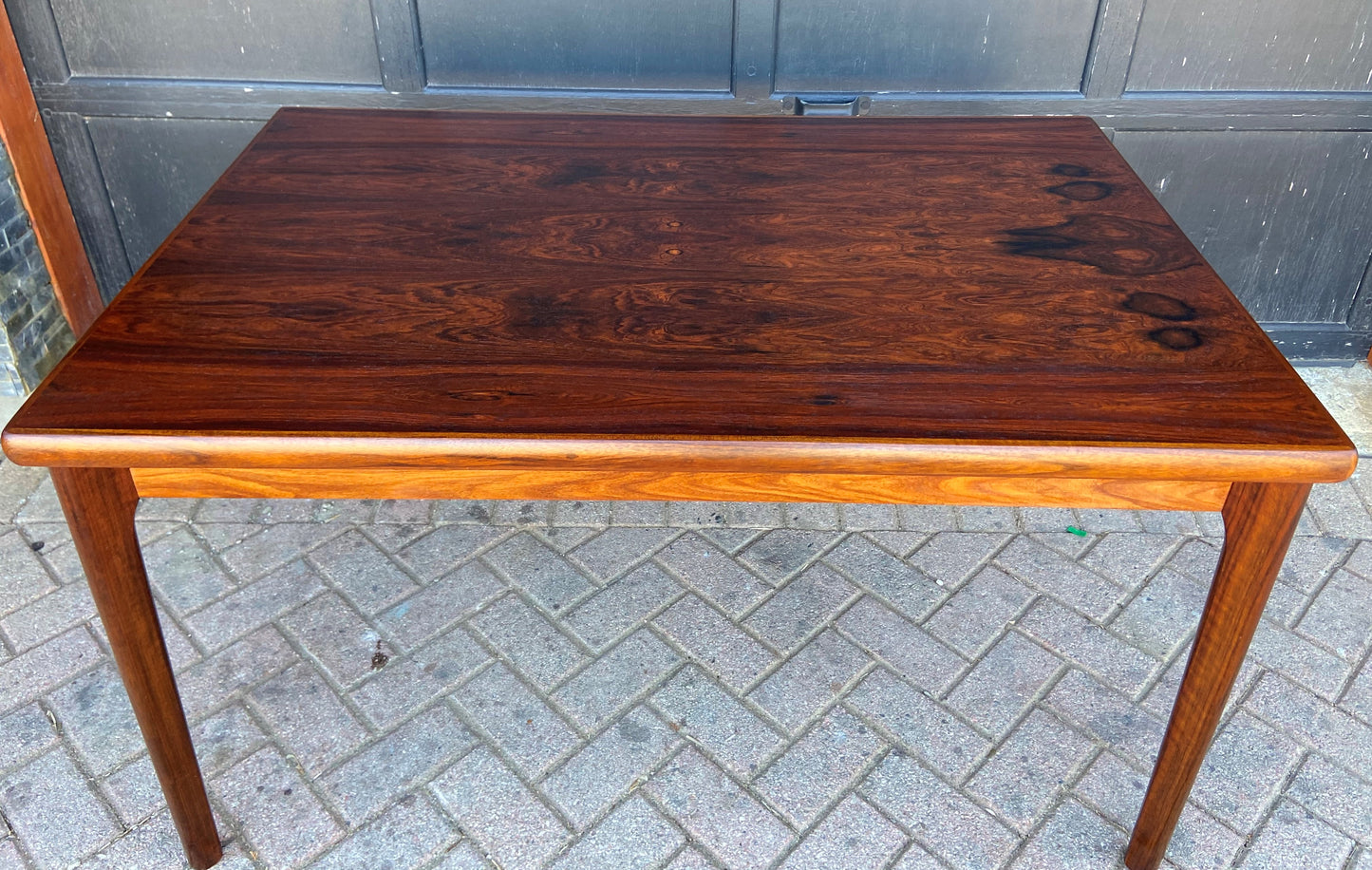 REFINISHED Danish MCM Rosewood Draw Leaf Table by H. Kjaernulf  51" - 93" PERFECT