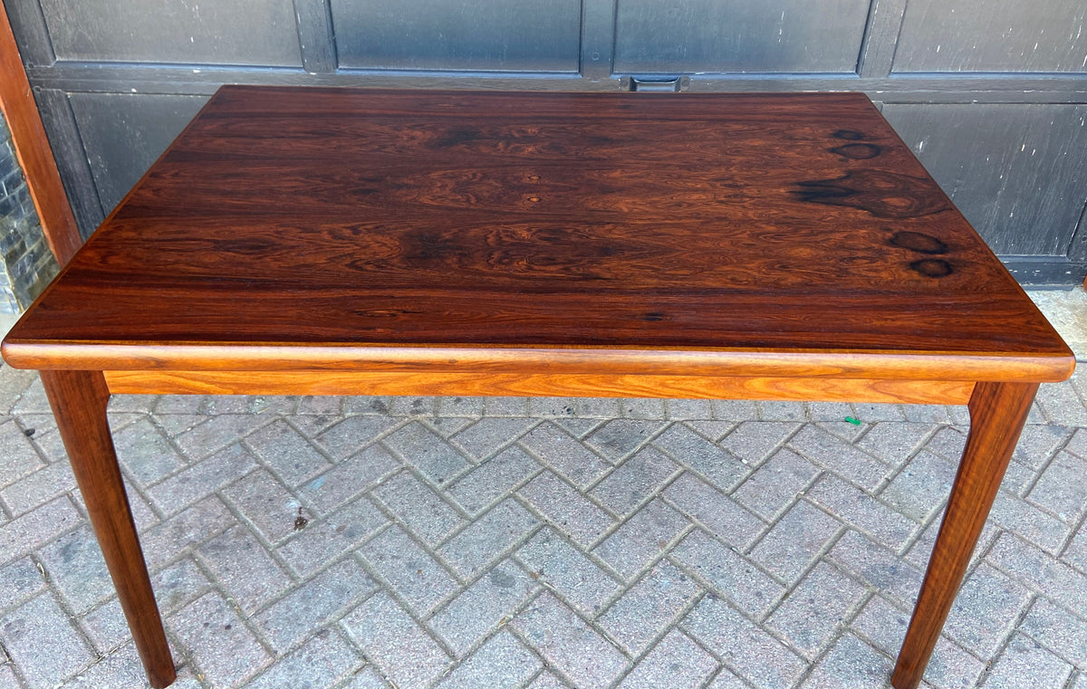 REFINISHED Danish MCM Rosewood Draw Leaf Table by H. Kjaernulf  51