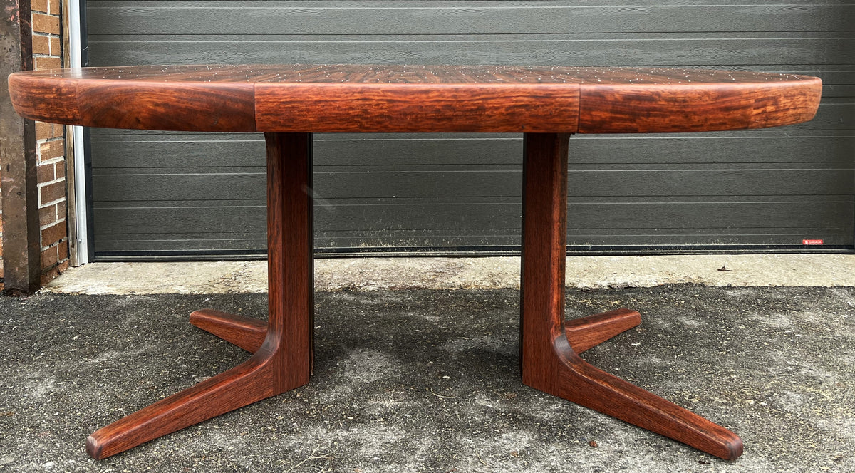 REFINISHED Danish Mid Century Modern Rosewood Table Round w 1 Leaf, 47
