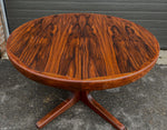 REFINISHED Danish Mid Century Modern Rosewood Table Round w 1 Leaf, 47