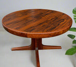 REFINISHED Danish Mid Century Modern Rosewood Table Round w 1 Leaf, 47