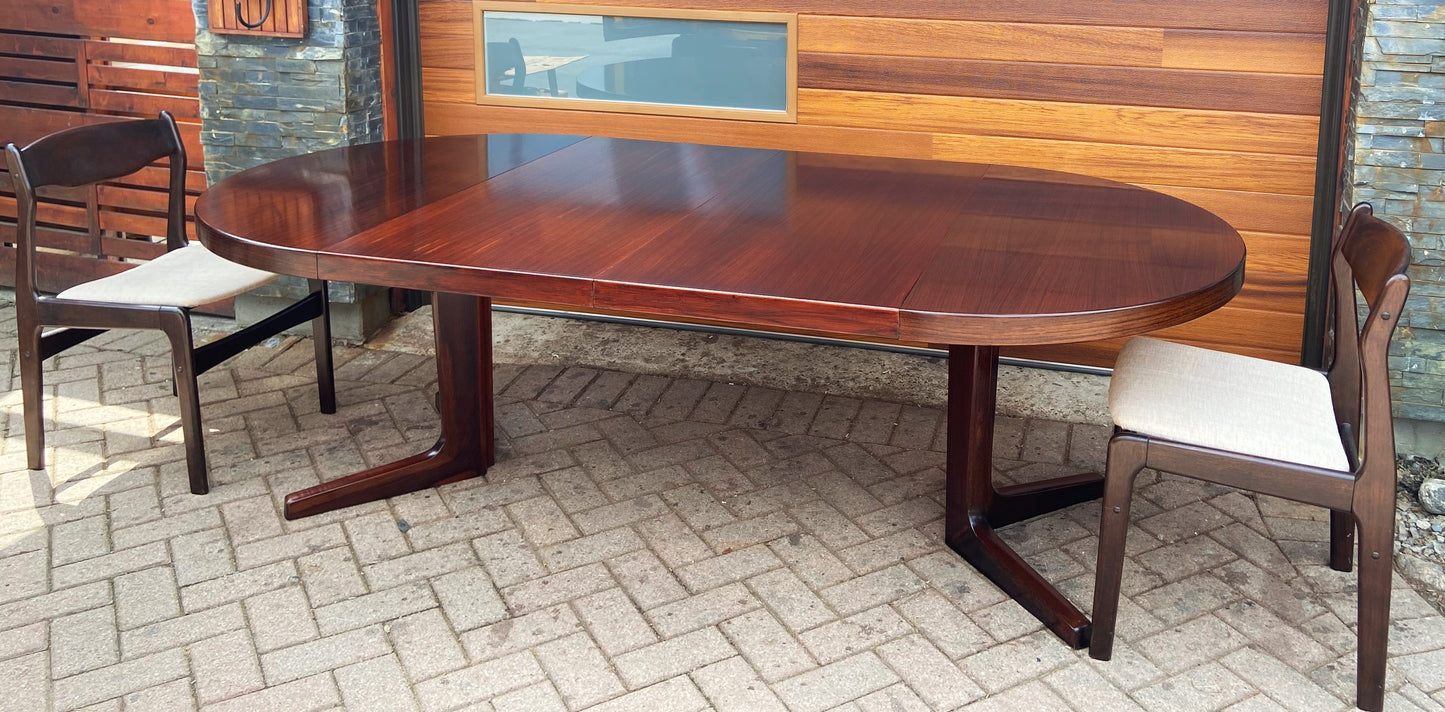 RESTORED Danish Mid Century Modern Rosewood Table w 2 Leaves & 8 Chairs, Perfect