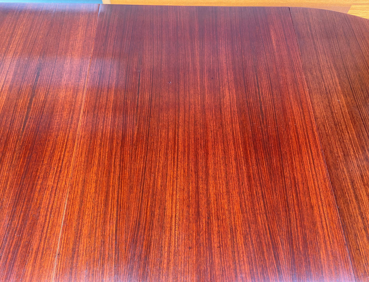 RESTORED Danish Mid Century Modern Rosewood Table w 2 Leaves & 8 Chairs, Perfect