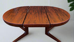 REFINISHED Danish Mid Century Modern Rosewood Table Round w 1 Leaf, 47
