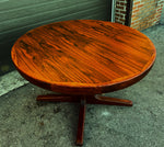 REFINISHED Danish Mid Century Modern Rosewood Table Round w 1 Leaf, 47