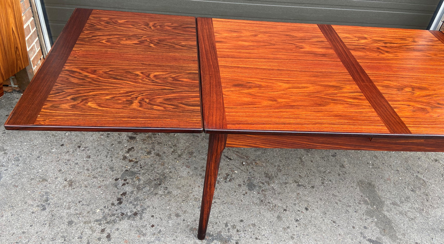 REFINISHED Danish Mid Century Modern Rosewood Draw Leaf Table 55" - 102" PERFECT