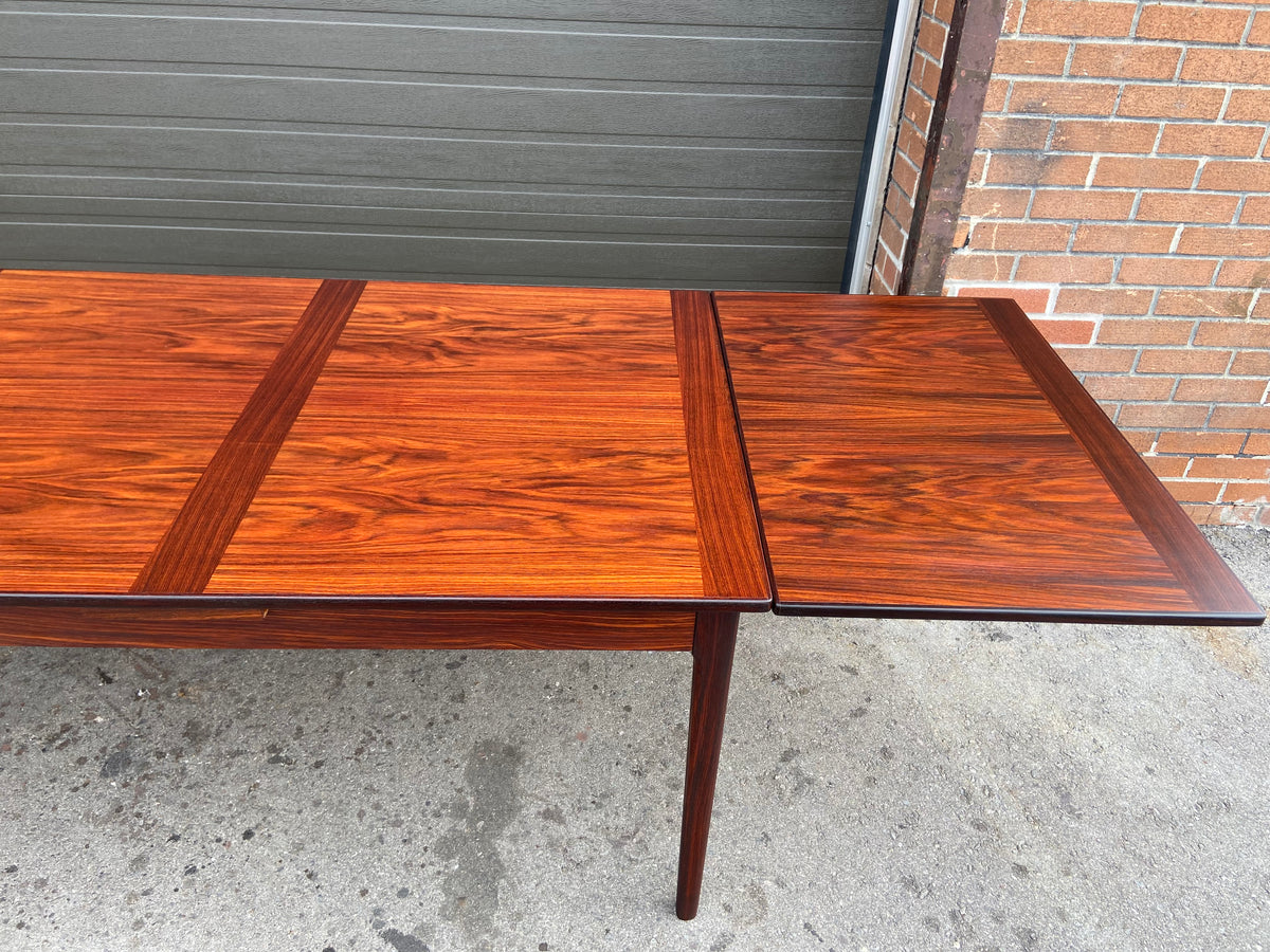 REFINISHED Danish Mid Century Modern Rosewood Draw Leaf Table 55