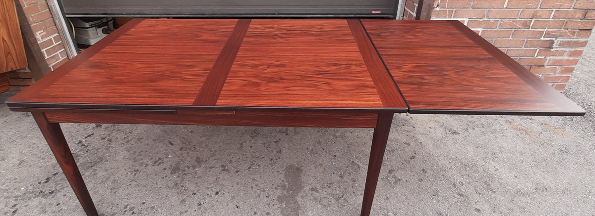 REFINISHED Danish Mid Century Modern Rosewood Draw Leaf Table 55