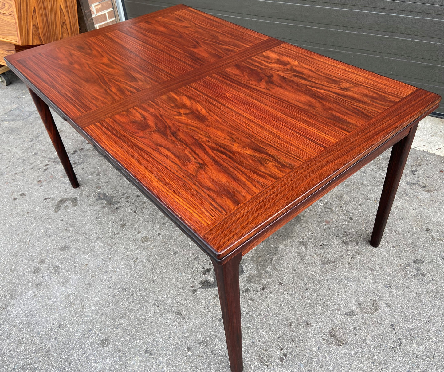 REFINISHED Danish Mid Century Modern Rosewood Draw Leaf Table 55" - 102" PERFECT