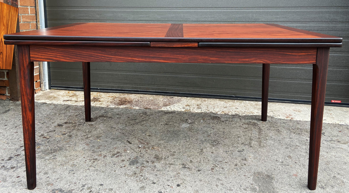 REFINISHED Danish Mid Century Modern Rosewood Draw Leaf Table 55" - 102" PERFECT