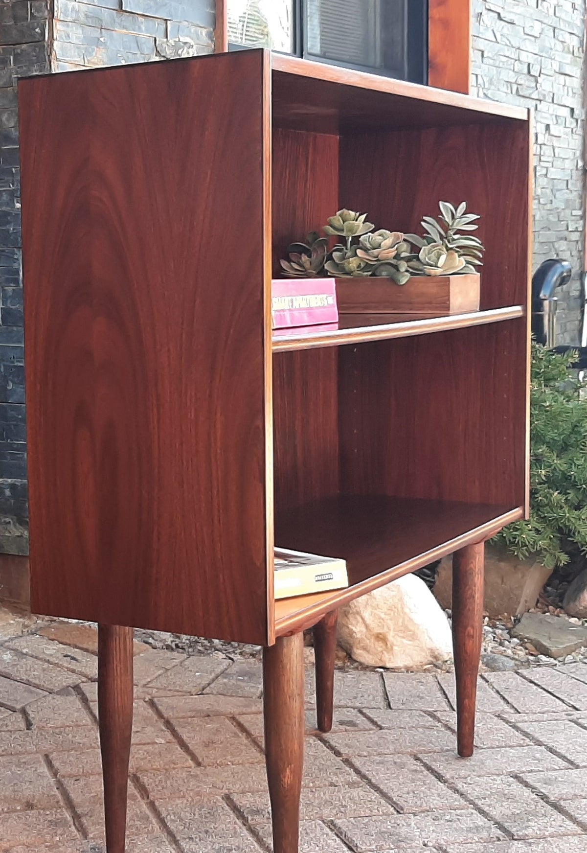 RESTORED Small Danish MCM Rosewood Bookcase Display 34