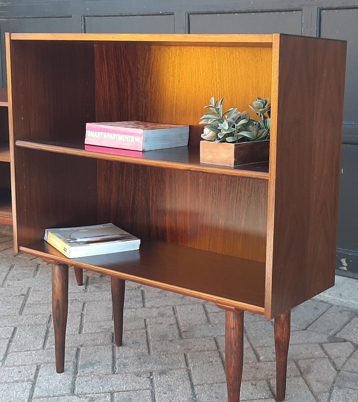 RESTORED Small Danish MCM Rosewood Bookcase Display 34
