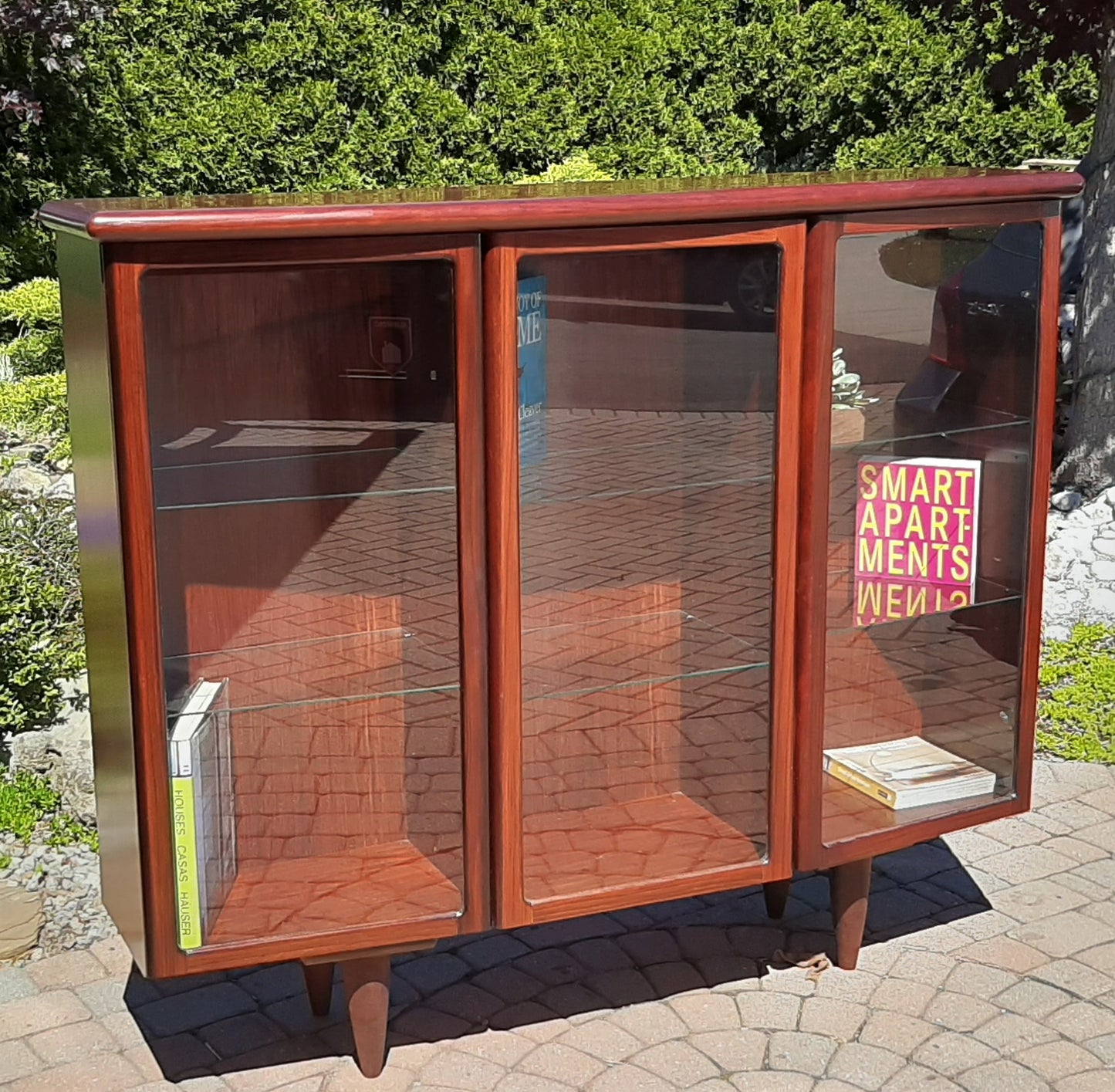 RESTORED Danish MCM Rosewood Bookcase Display 60.5" with lighting PERFECT