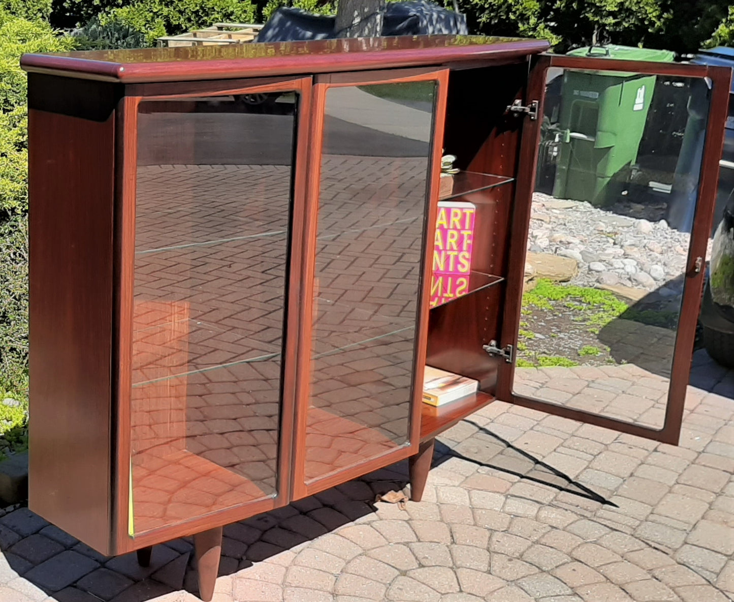 RESTORED Danish MCM Rosewood Bookcase Display 60.5" with lighting PERFECT