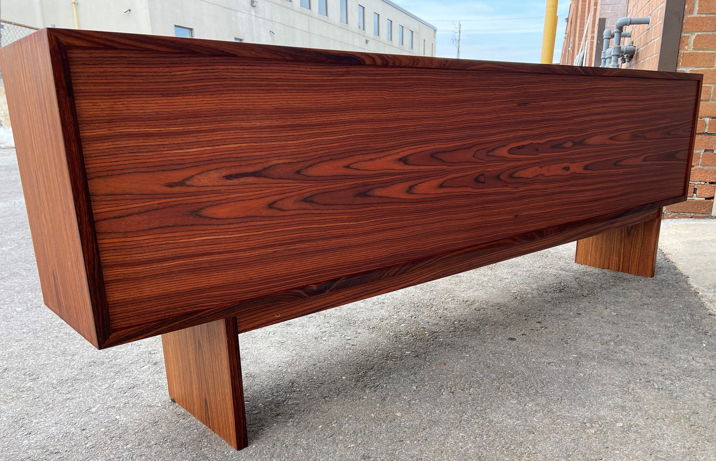 REFINISHED Danish Mid Century Modern Rosewood Display 72.75" w Finished Back