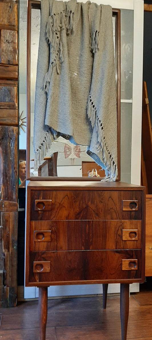REFINISHED Danish MCM Rosewood Chest 3 Drawers & Mirror PERFECT