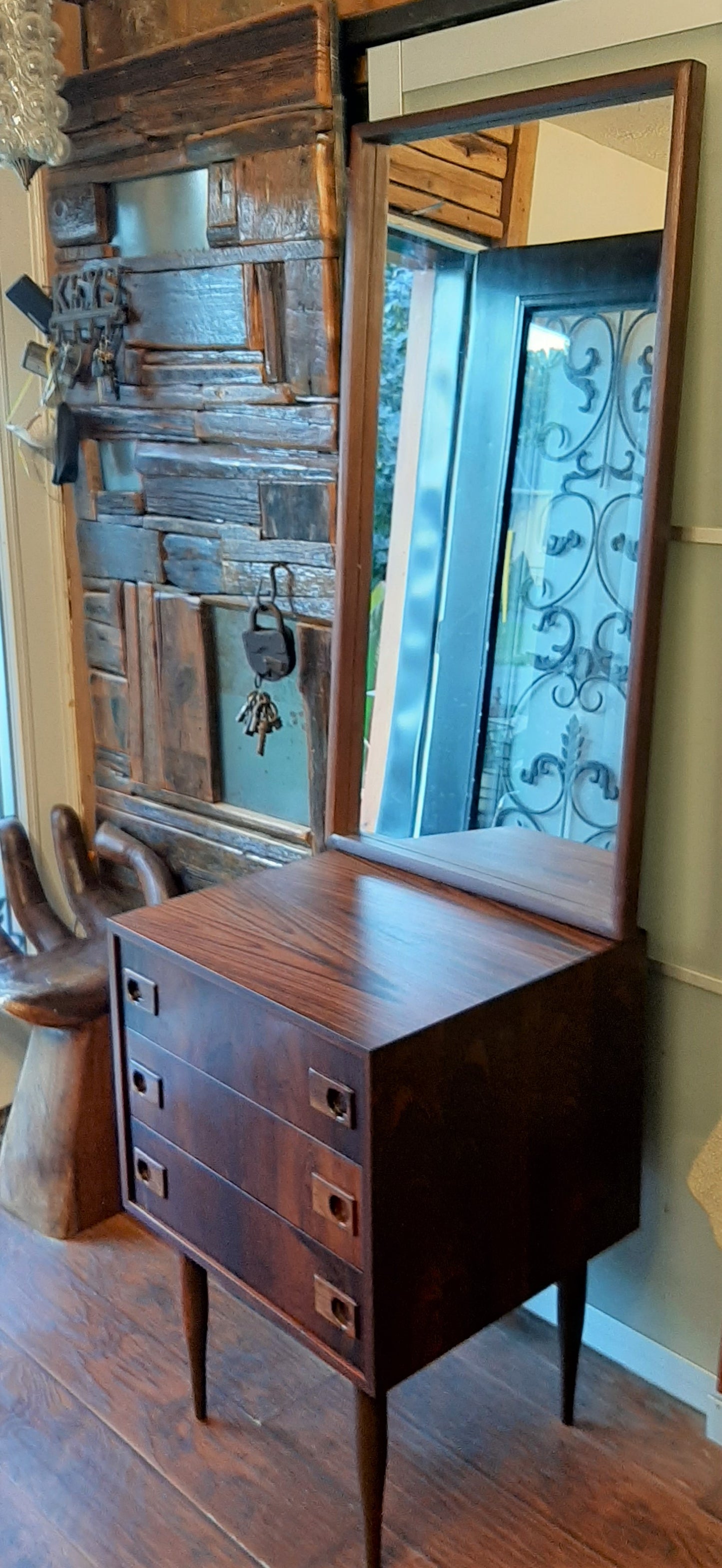 REFINISHED Danish MCM Rosewood Chest 3 Drawers & Mirror PERFECT