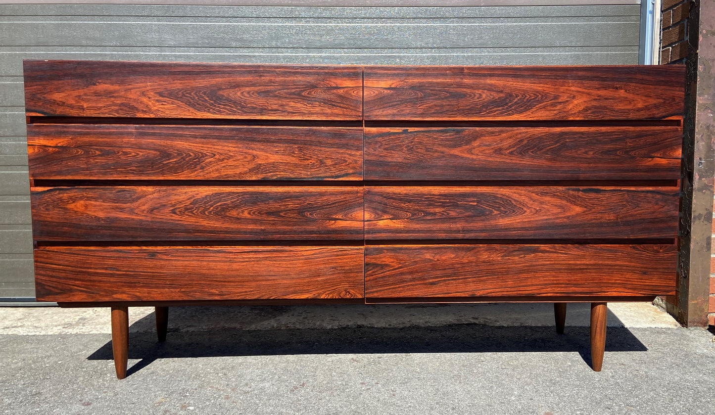 REFINISHED Danish MCM Rosewood Credenza Dresser 8 Drawers by Vinde Møbelfabrik