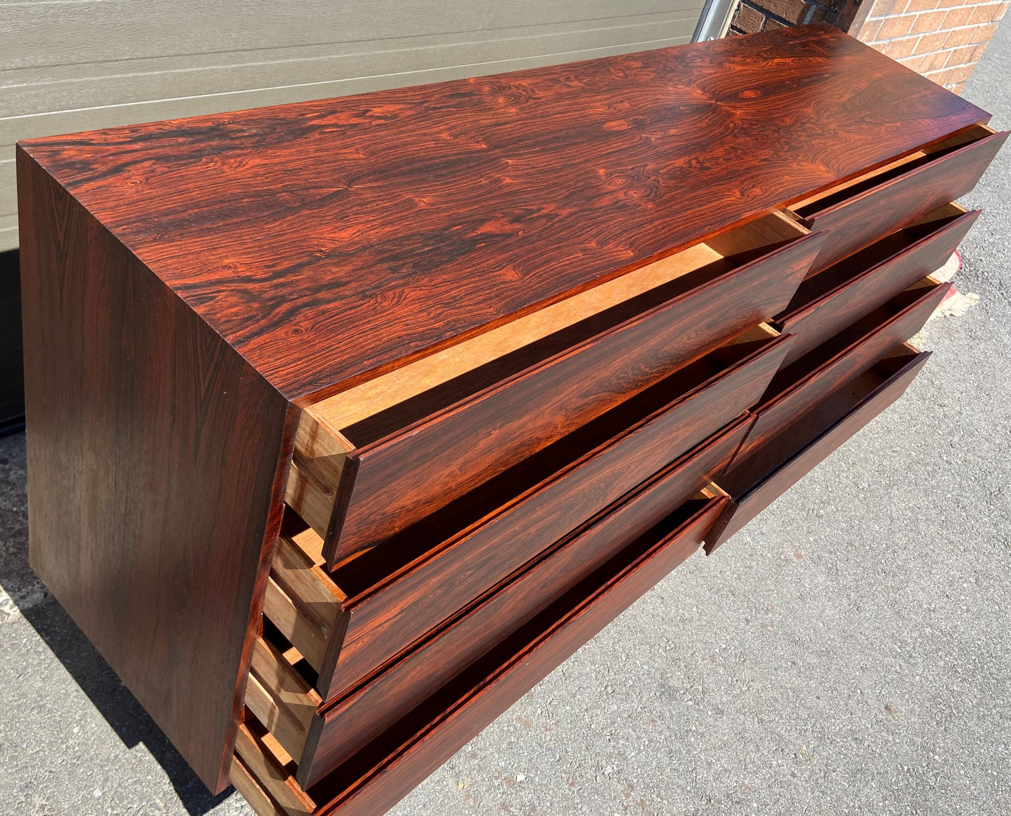 REFINISHED Danish MCM Rosewood Credenza Dresser 8 Drawers by Vinde Møbelfabrik