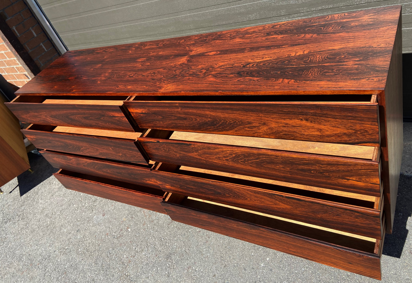 REFINISHED Danish MCM Rosewood Credenza Dresser 8 Drawers by Vinde Møbelfabrik