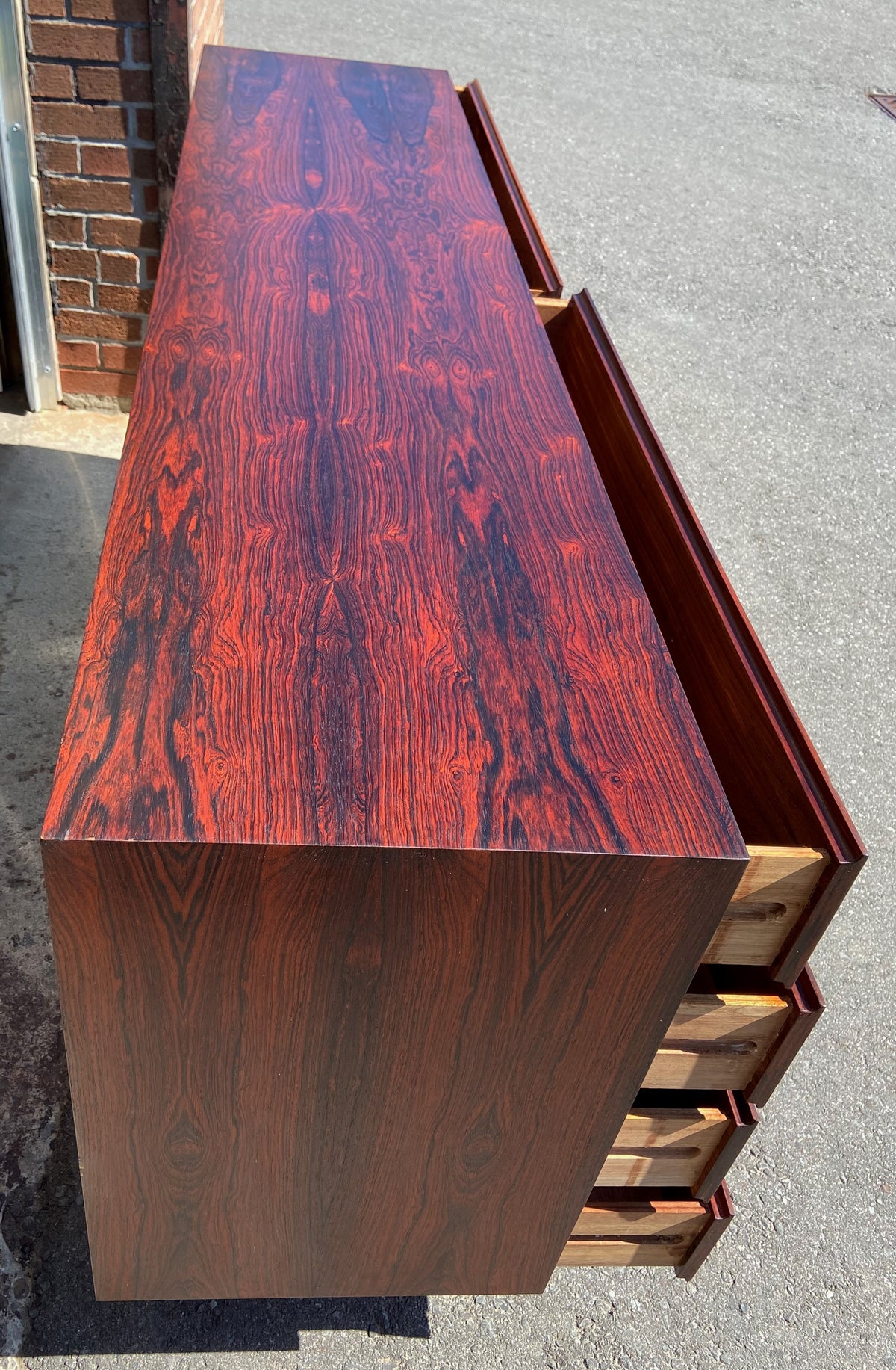 REFINISHED Danish MCM Rosewood Credenza Dresser 8 Drawers by Vinde Møbelfabrik